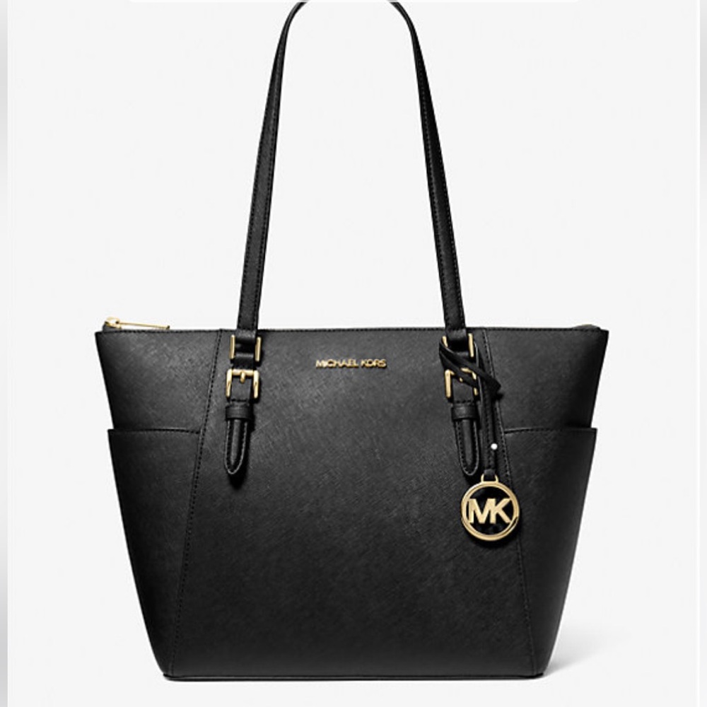 Charlotte Large Saffiano Leather Top-Zip Tote Bag